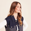 Veste sans manches col chemise bleu marine femme