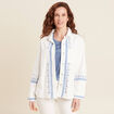 Surchemise brodée en jean blanc femme