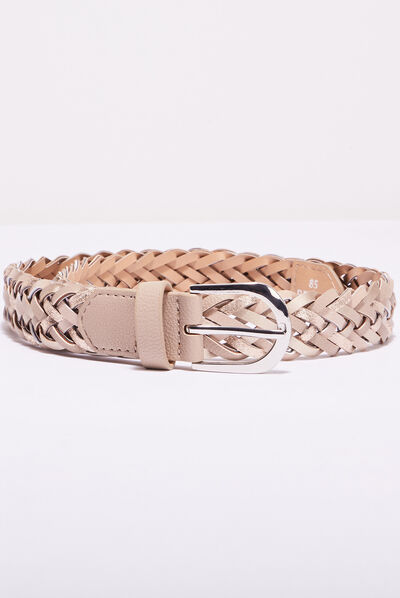 Ceinture tressée irisée beige femme