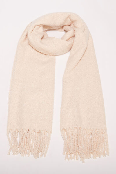 Écharpe à franges creme femme