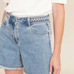 Short large taille haute en jean denim double stone femme