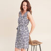 Robe droite ceintur&eacute;e bleu femme