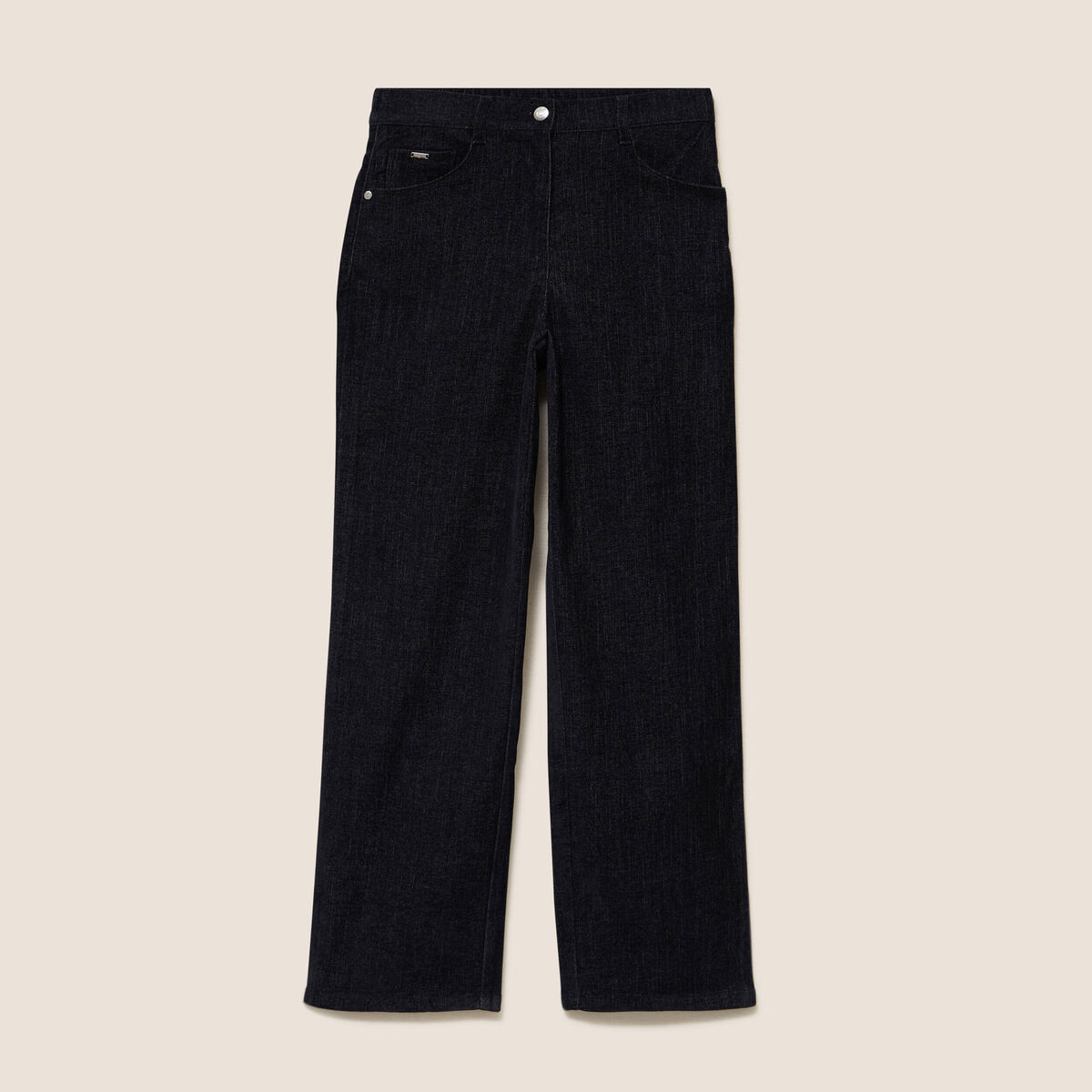 Jean taille haute en velours denim brut femme