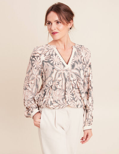Blouse ample manches longues blanc femme