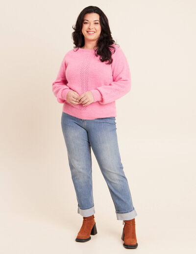 Pull confectionn&eacute; en France rose fushia femme