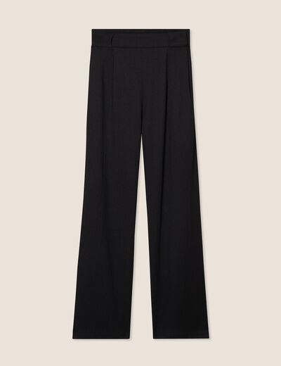 Pantalon large taille haute noir femme