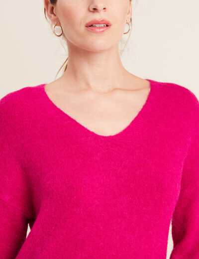 Pull manches longues rose fushia femme