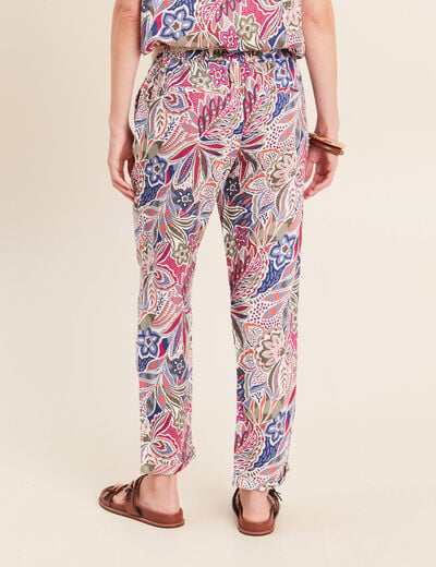 Pantalon coupe chino en lin mauve femme