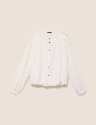 Chemise ample effet boule doubl&eacute;e ivoire femme