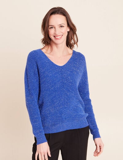 Pull manches longues bleu electrique femme