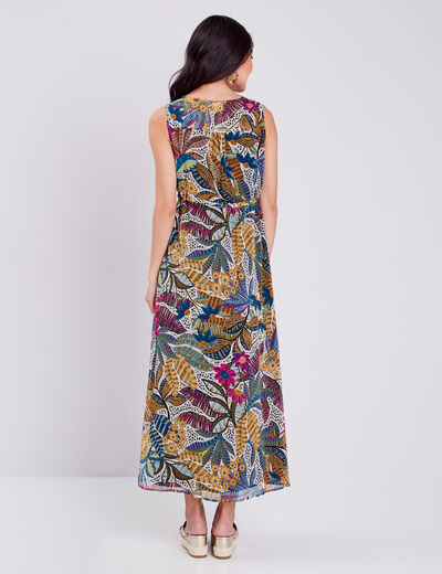 Robe longue droite fluide mauve femme