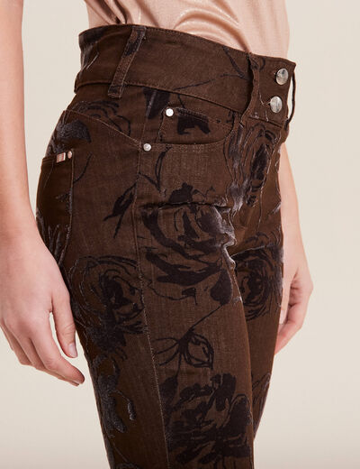 Jean ajusté taille standard marron femme