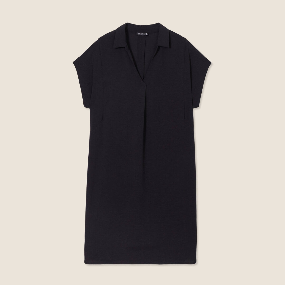 Robe droite col en V noir femme