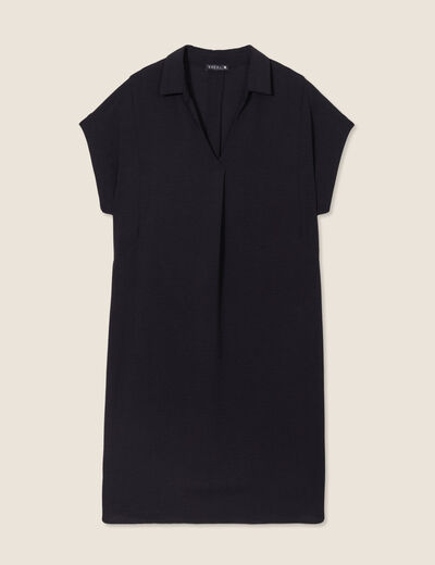 Robe droite col en V noir femme