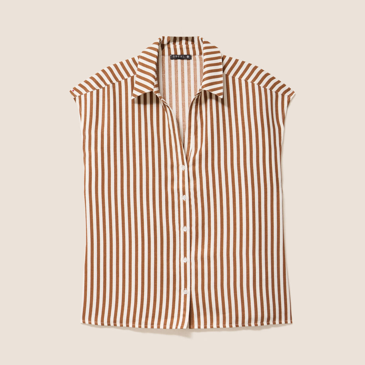 Chemise manches courtes aspect lin blanc femme