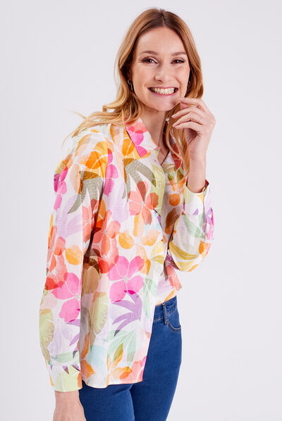 Chemise manches longues blanc femme