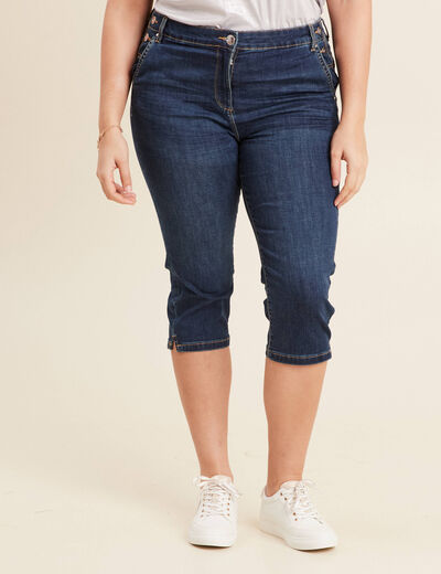 Pantacourt droit en jean denim brut femme