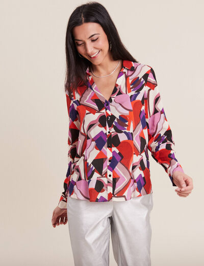 Chemise manches longues mauve femme