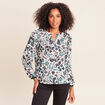 Blouse col tunisien manches longues blanc femme
