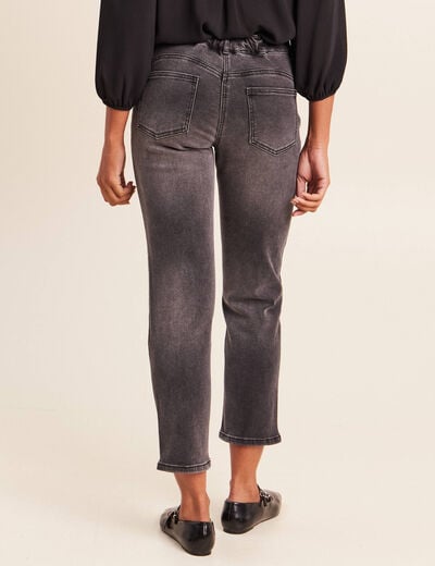 Jean droit 7/8&egrave;me taille bascul&eacute;e denim gris femme