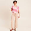 Pantalon coupe large en lin sable femme