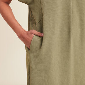 robe droite col en v vert kaki femme Robe droite col en V vert kaki femme