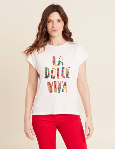 T-shirt manches courtes ecru femme