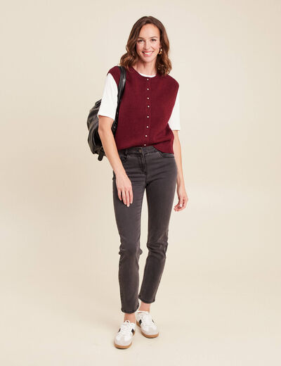 Jean ajusté taille basculée denim gris femme