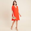 Robe droite plissée orange foncé femme
