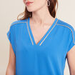 T-shirt manches courtes bleu femme