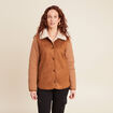 Blouson suédine boutonné camel femme