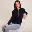 Gilet manches longues zippé bleu marine femme