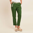 Pantalon flou ceinturé vert foncé femme