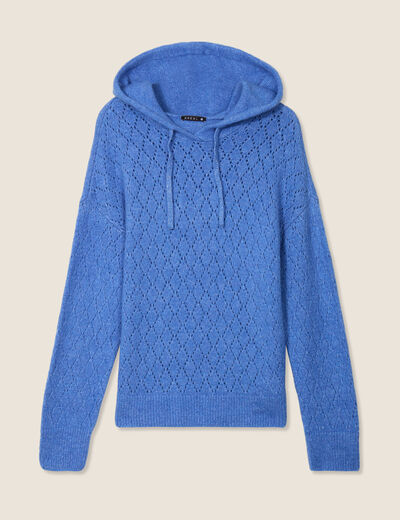Pull à capuche bleu violet femme