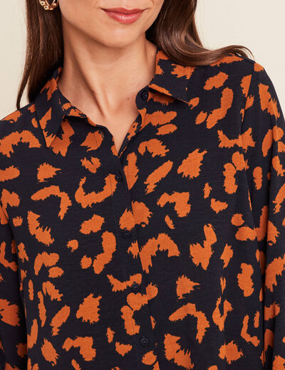 Chemise manches longues marron cognac femme