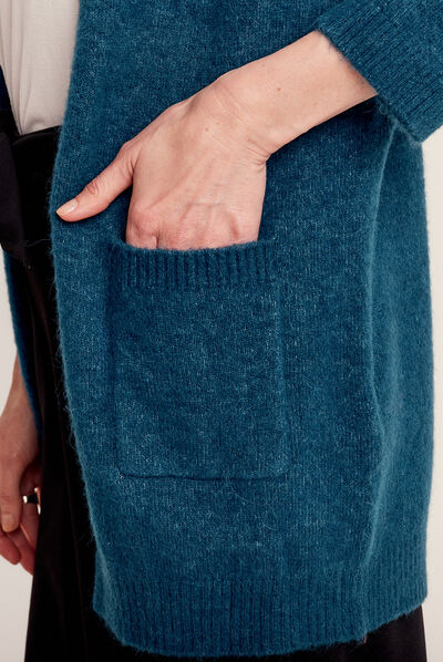 Gilet manches 3/4 bleu pétrole femme