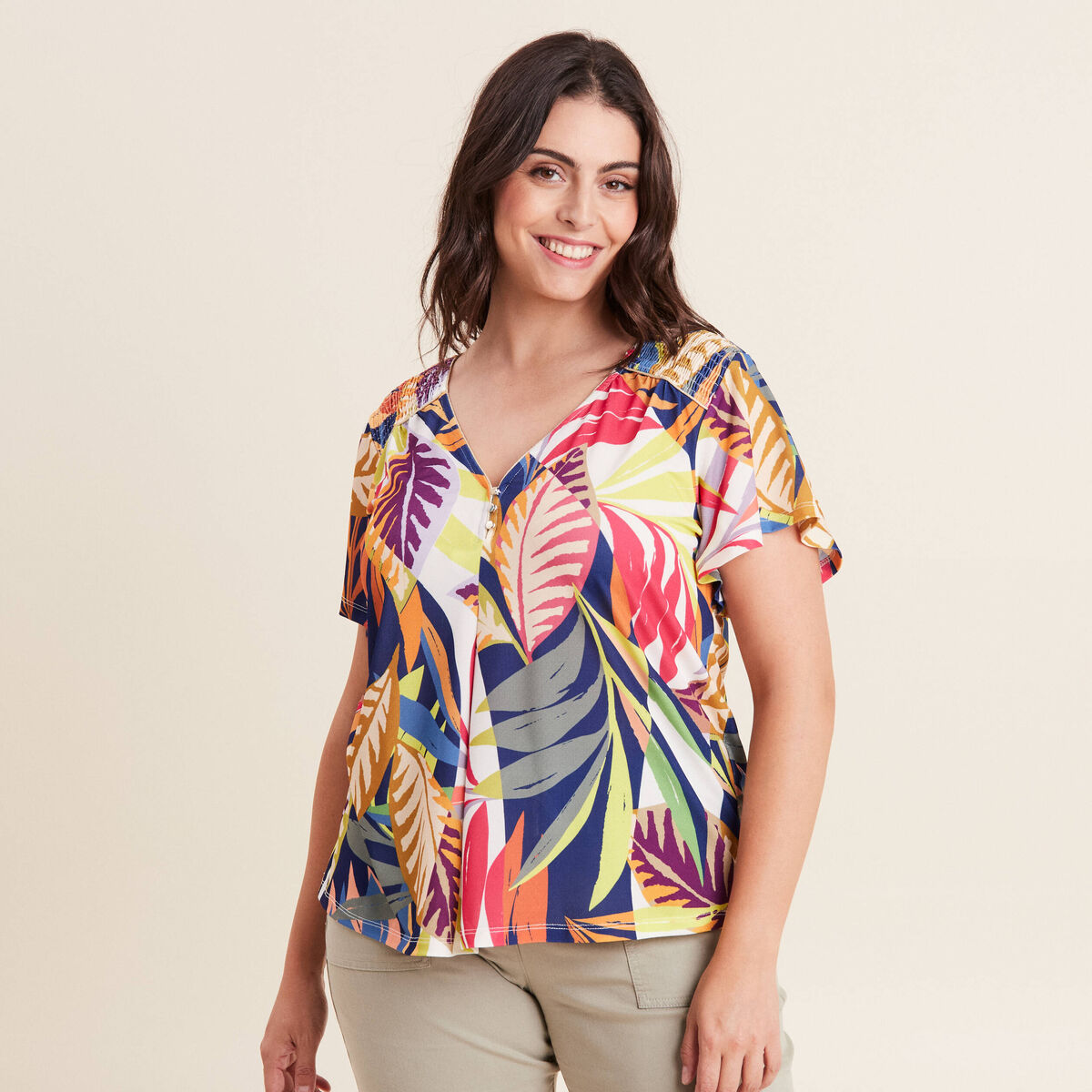 T-shirt manches courtes multicolore femme