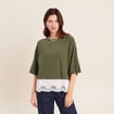 Pull bi-mati&egrave;re col bateau vert kaki femme