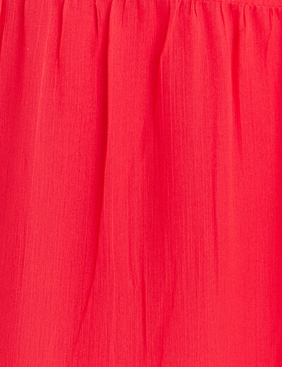 Robe longue évasée volants rouge femme