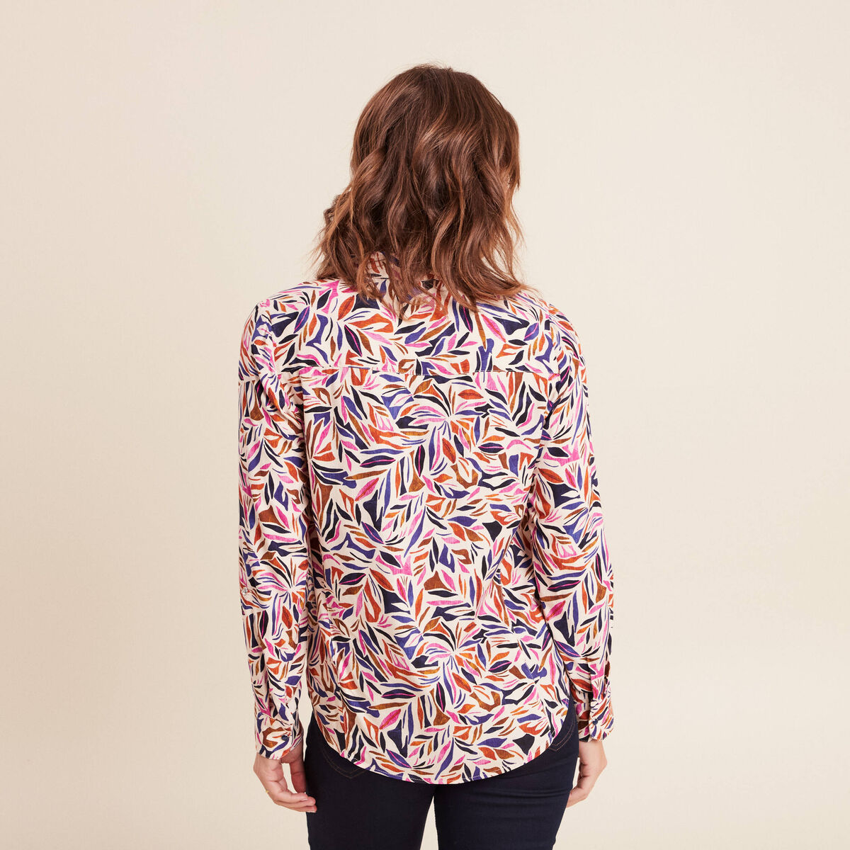 Chemise cintr&eacute;e manches longues bleu femme