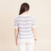 Pull col rond manches courtes bleu femme
