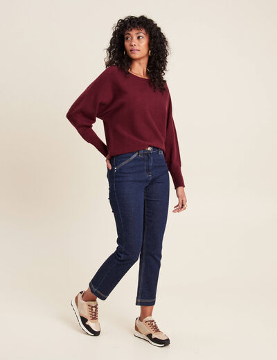 Pull manches longues bordeaux femme