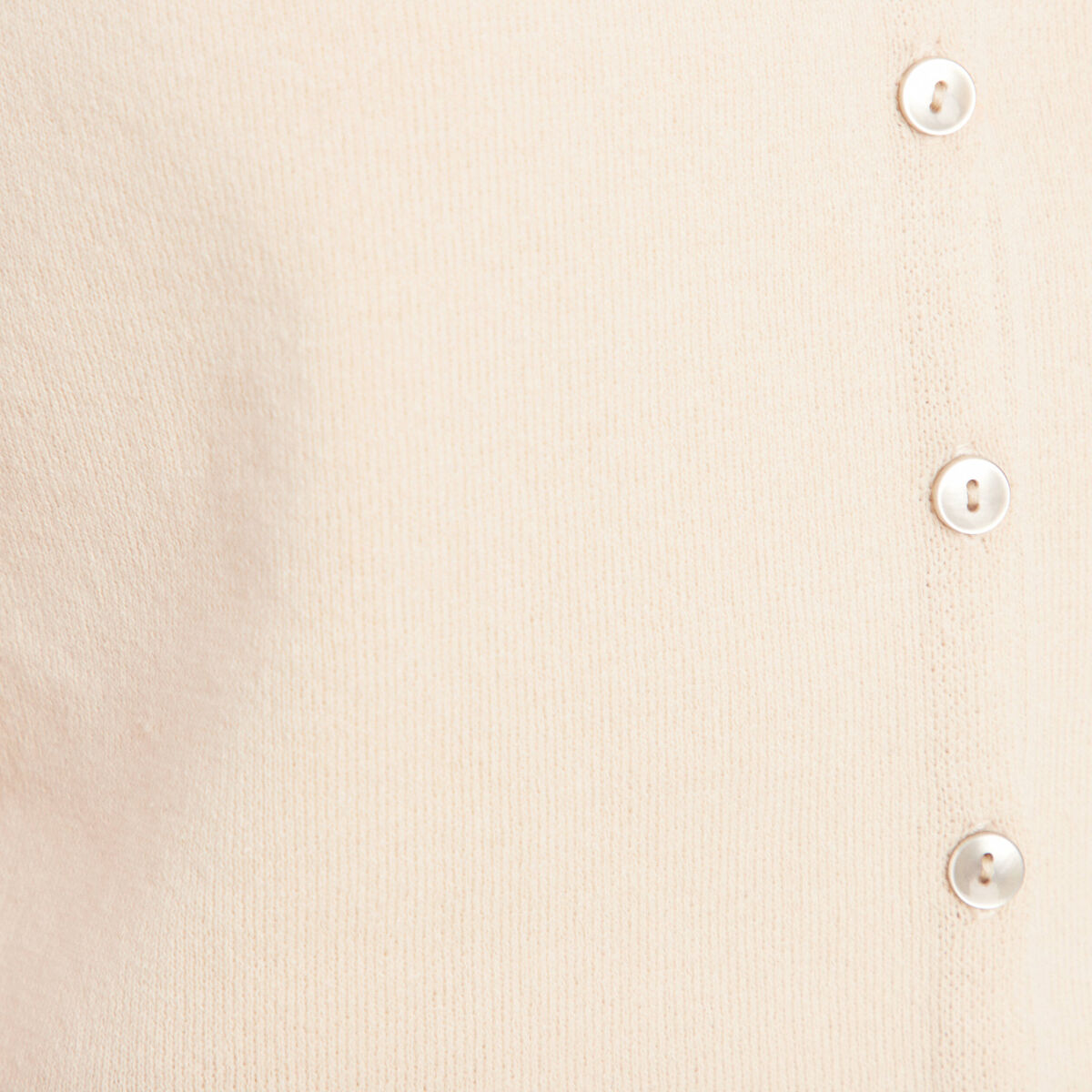 Pull cintré court col V beige femme