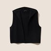 Gilet sans manches &agrave; capuche noir femme