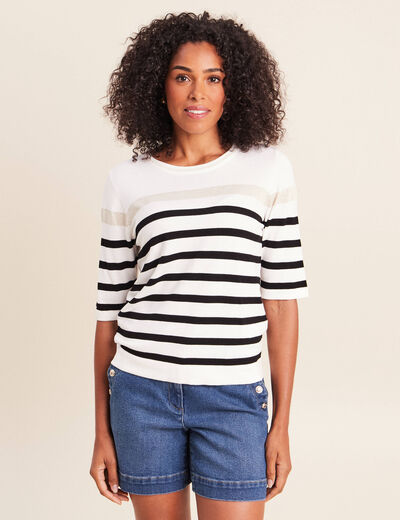 Pull col rond noir femme
