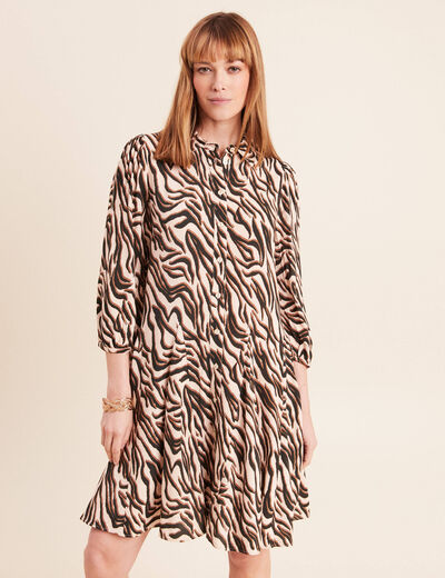 Robe courte &eacute;vas&eacute;e col chemise noir femme