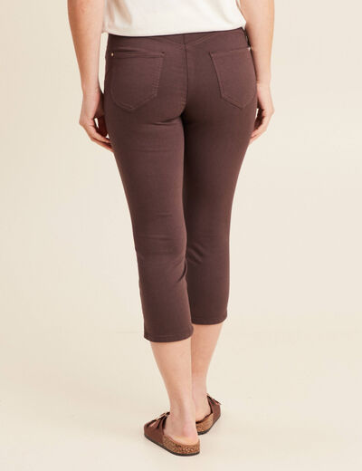 Pantacourt droit taille standard marron femme