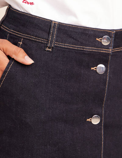 Jupe courte trap&egrave;ze en jean denim brut femme