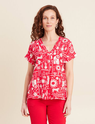 Blouse manches courtes rouge femme