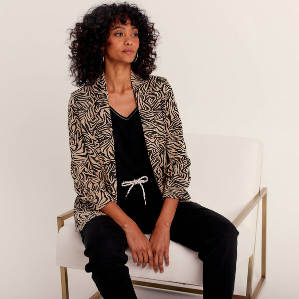 Veste droite manches 3/4 noir femme